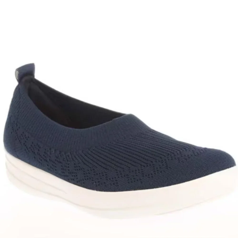 NEW with Box FITFLOP Midnight Navy Uberknit Slip on Balle…